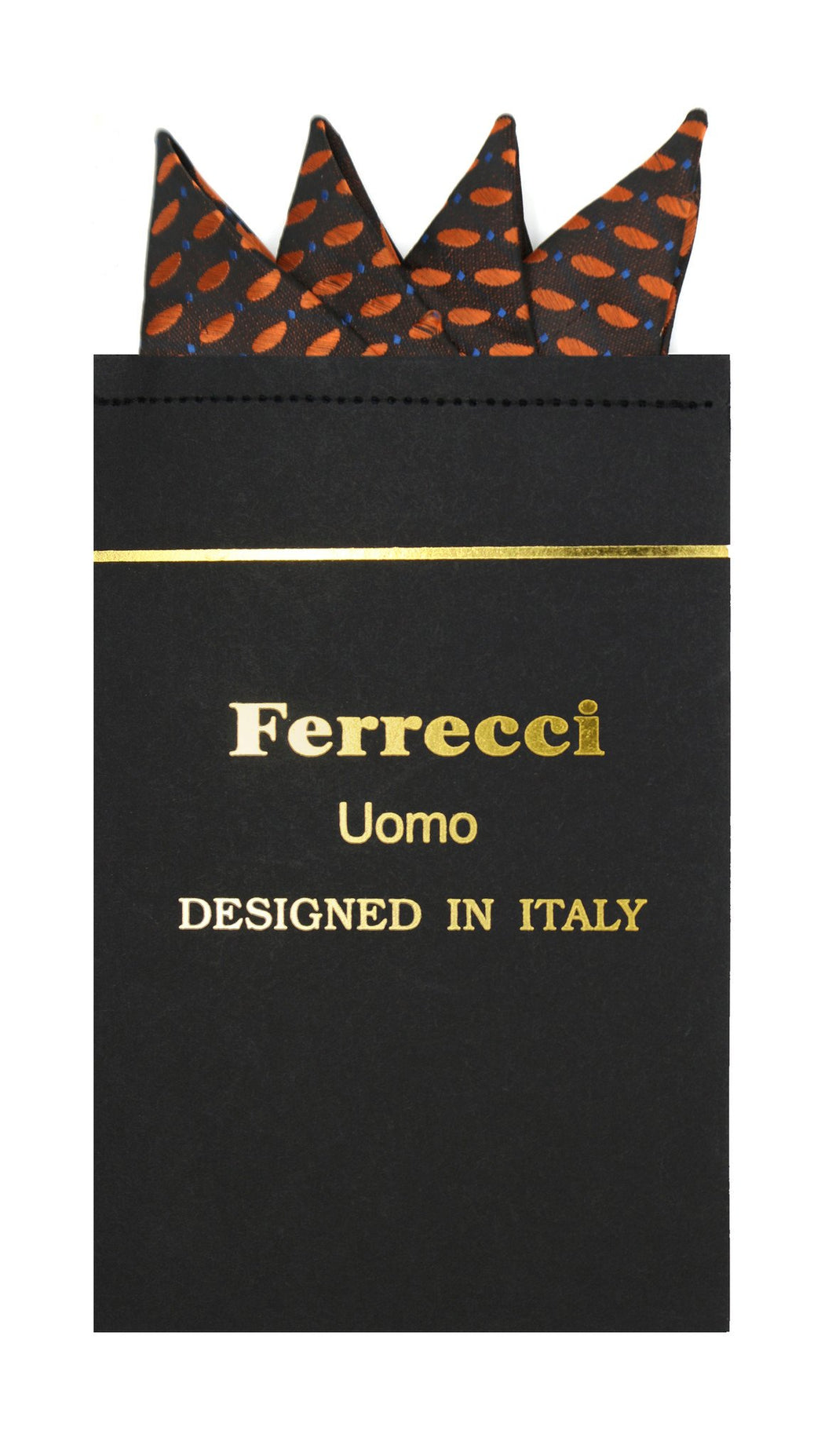 Pre-Folded Microfiber Rust Polkadot Handkerchief Pocket Square - Ferrecci USA 