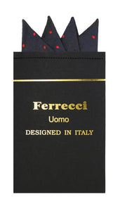 Pre-Folded Microfiber Black Red Stripe Handkerchief Pocket Square - Ferrecci USA 
