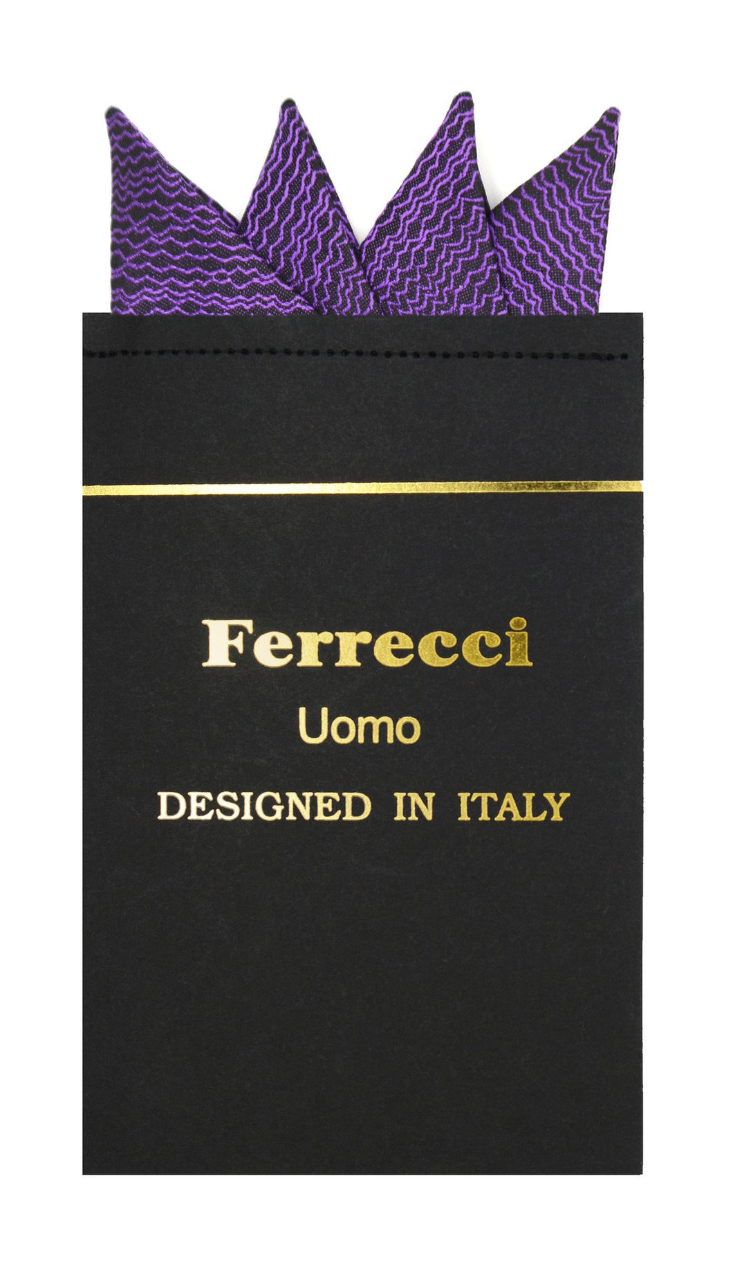 Pre-Folded Microfiber Purple Stripe Handkerchief Pocket Square - Ferrecci USA 