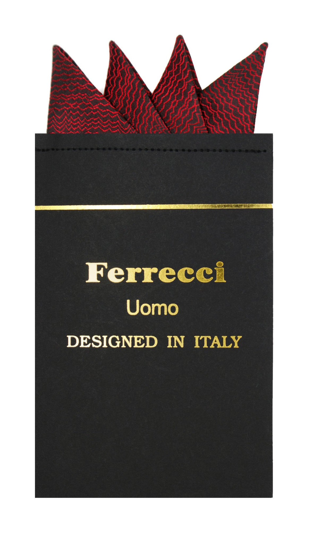 Pre-Folded Microfiber Red Black Stripe Handkerchief Pocket Square - Ferrecci USA 