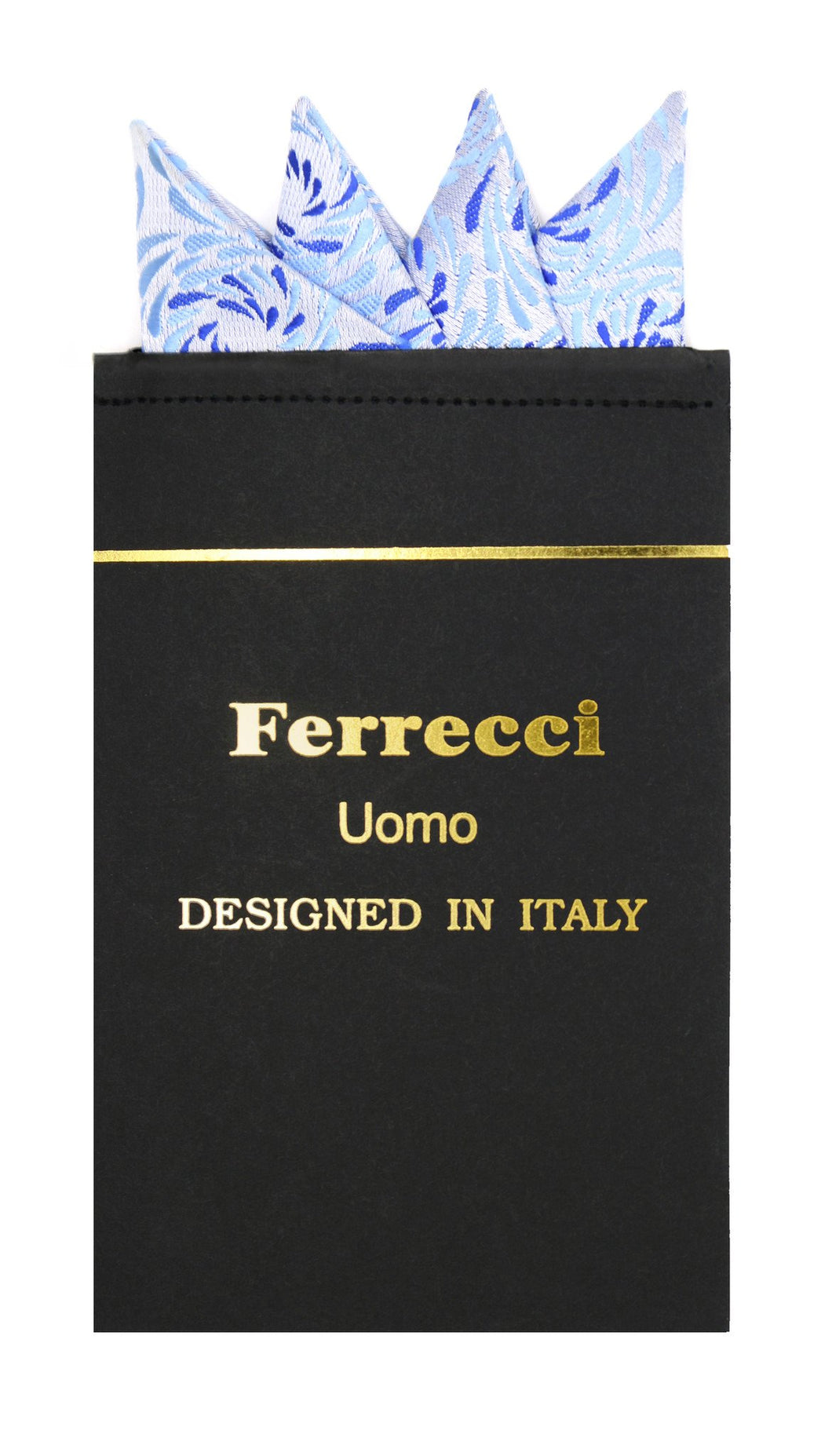 Pre-Folded Microfiber Blue Tear Drop Handkerchief Pocket Square - Ferrecci USA 