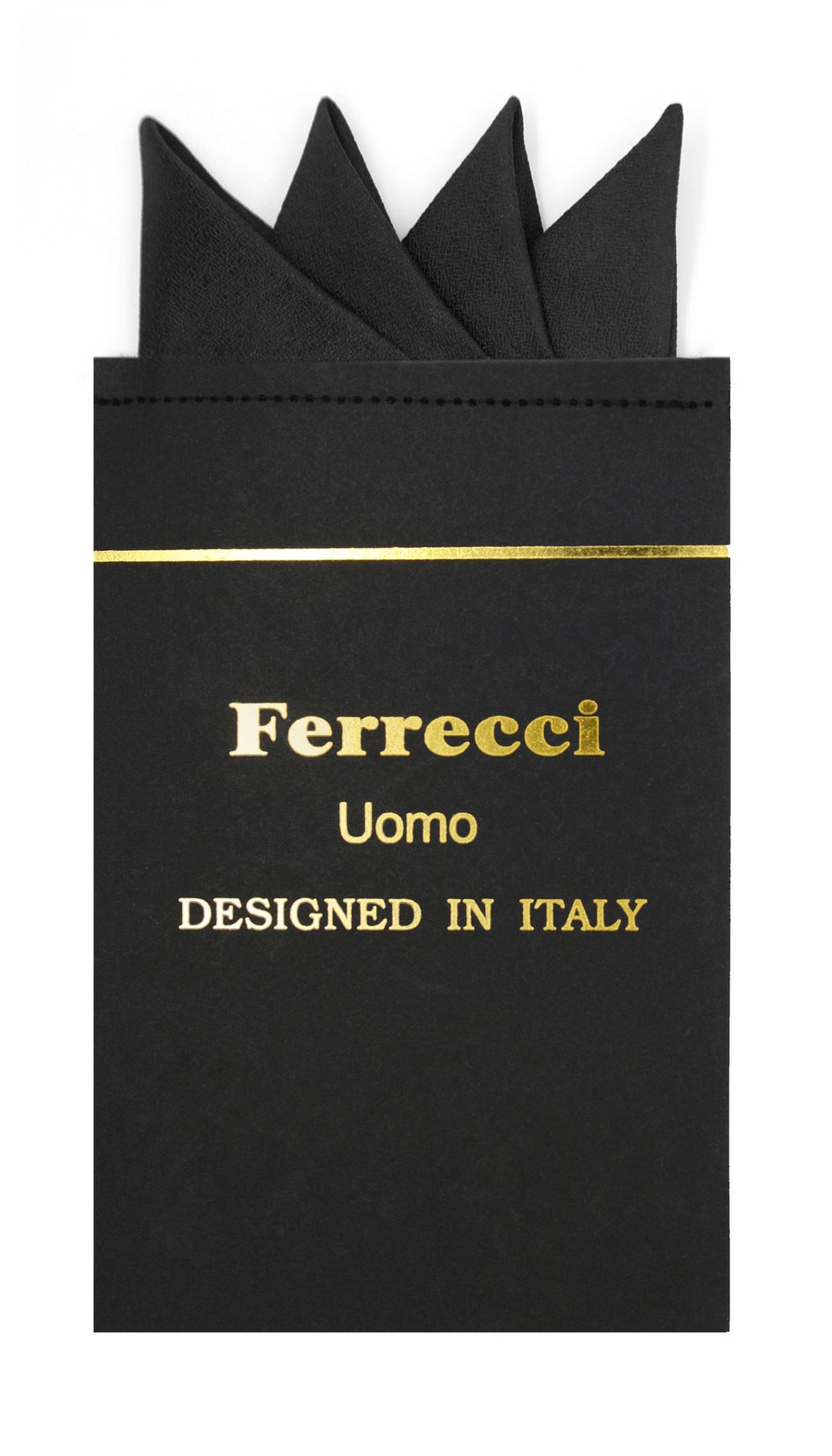 Pre-Folded Microfiber New Black Handkerchief Pocket Square - Ferrecci USA 
