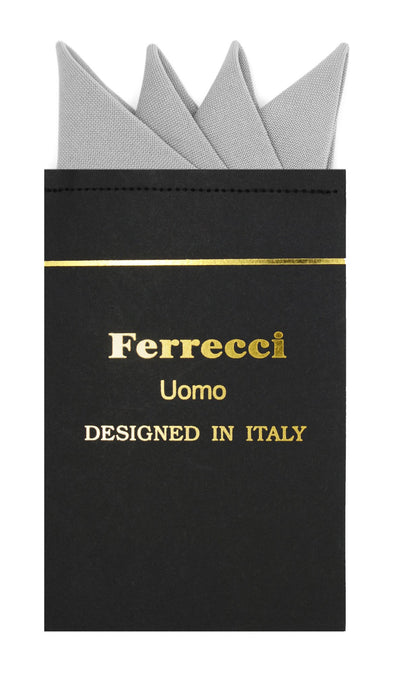 Pre-Folded Microfiber New Silver Handkerchief Pocket Square - Ferrecci USA 