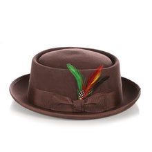 Load image into Gallery viewer, Brown Wool Pork Pie Hat - Ferrecci USA 
