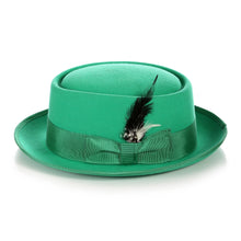 Load image into Gallery viewer, Green Wool Pork Pie Hat - Ferrecci USA 
