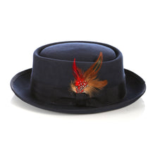 Load image into Gallery viewer, Navy Pork Pie Hat - Wool - Ferrecci USA 
