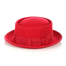 Load image into Gallery viewer, Red Wool Pork Pie Hat - Ferrecci USA 
