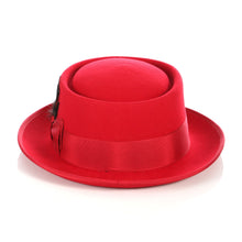 Load image into Gallery viewer, Red Wool Pork Pie Hat - Ferrecci USA 
