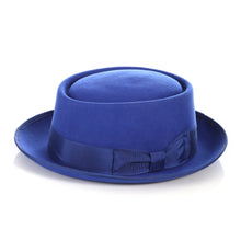 Load image into Gallery viewer, Royal Blue Wool Pork Pie Hat - Ferrecci USA 
