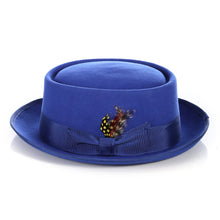 Load image into Gallery viewer, Royal Blue Wool Pork Pie Hat - Ferrecci USA 
