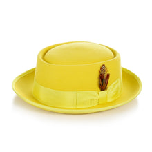 Load image into Gallery viewer, Yellow Wool Pork Pie Hat - Ferrecci USA 
