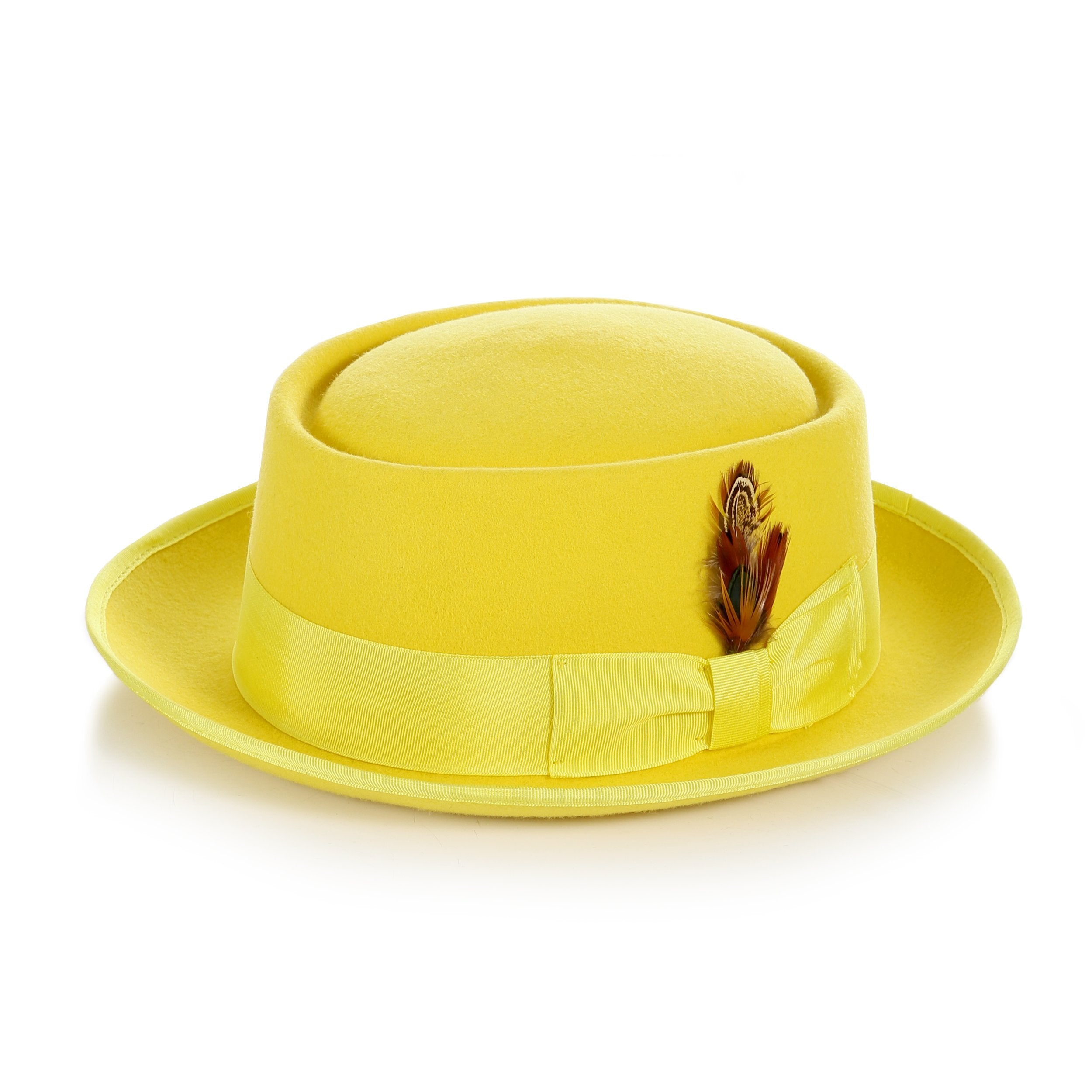 Ferrecci Mens Yellow Wool Pork Pie Hat – Suit Studio