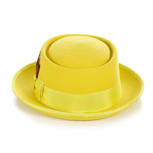 Load image into Gallery viewer, Yellow Wool Pork Pie Hat - Ferrecci USA 
