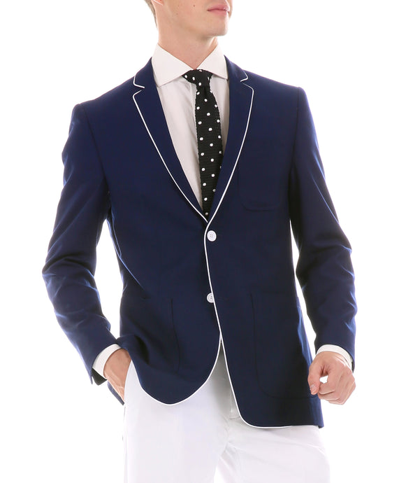 Mens Porter Navy Slim Fit Blazer - Ferrecci USA 