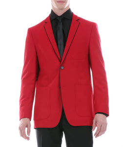 Mens Porter Red Slim Fit Blazer - Ferrecci USA 