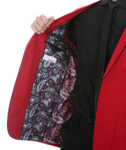 Mens Porter Red Slim Fit Blazer - Ferrecci USA 