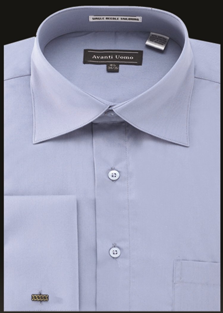 Men's French Cuff Dress Shirt Spread Collar- Powder Blue