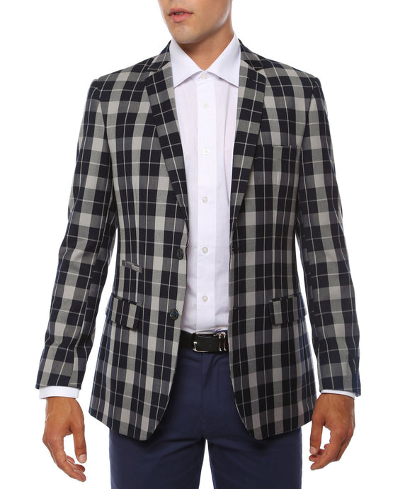 The Preston Plaid Check Slim Fit Mens Blazer - Ferrecci USA 