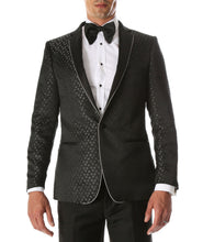 Load image into Gallery viewer, Men&#39;s Pronto Black Star Modern Fit Notch Lapel Tuxedo Blazer - Ferrecci USA 
