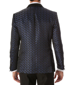 Men's Pronto Blue Star Modern Fit Notch Lapel Tuxedo Blazer - Ferrecci USA 