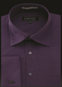 Men's French Cuff Dress Shirt Spread Collar- Prune Men's French Cuff Dress Shirt Spread Collar- Prune