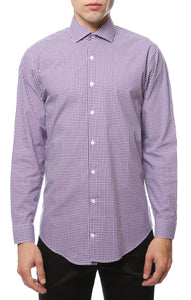 Purple Gingham Check Dress Shirt - Slim Fit - Ferrecci USA 