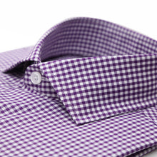 Load image into Gallery viewer, Purple Gingham Check Slim Fit Shirt - Ferrecci USA 
