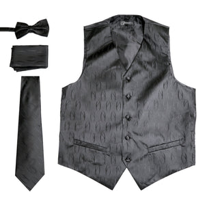 Ferrecci Mens PV100 - Black/Black Vest Set - Ferrecci USA 
