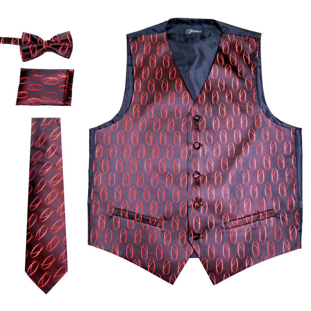 Ferrecci Mens PV100 - Black/Red Vest Set - Ferrecci USA 