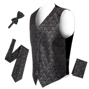 Ferrecci Mens PV50-1 Black Silver Vest Set - Ferrecci USA 