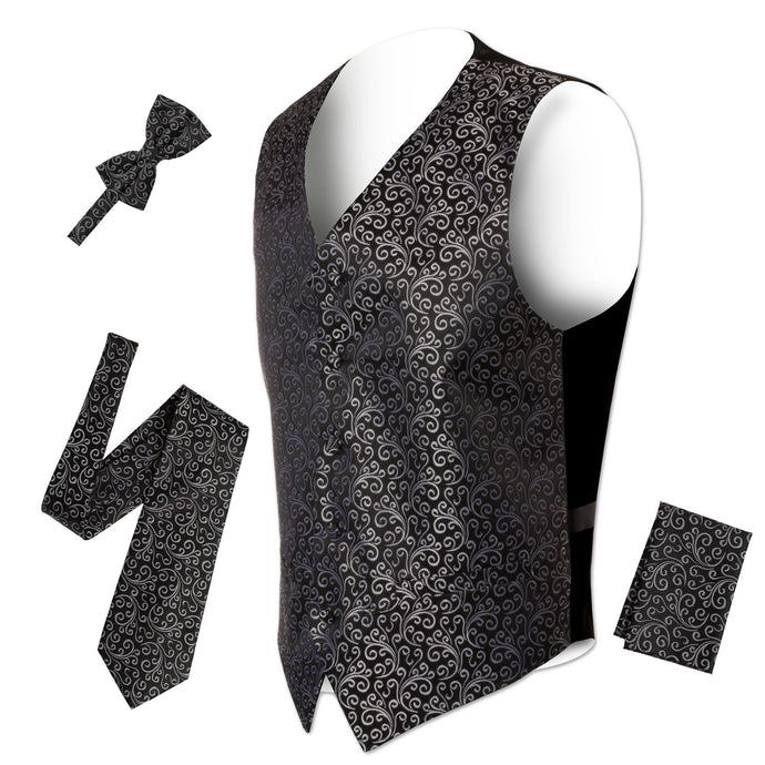 Ferrecci Mens PV50-1 Black Silver Vest Set - Ferrecci USA 