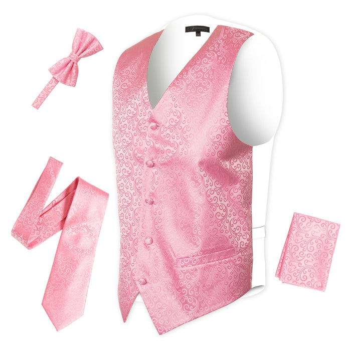 Ferrecci Mens PV50-11 Pink White Vest Set - Ferrecci USA 