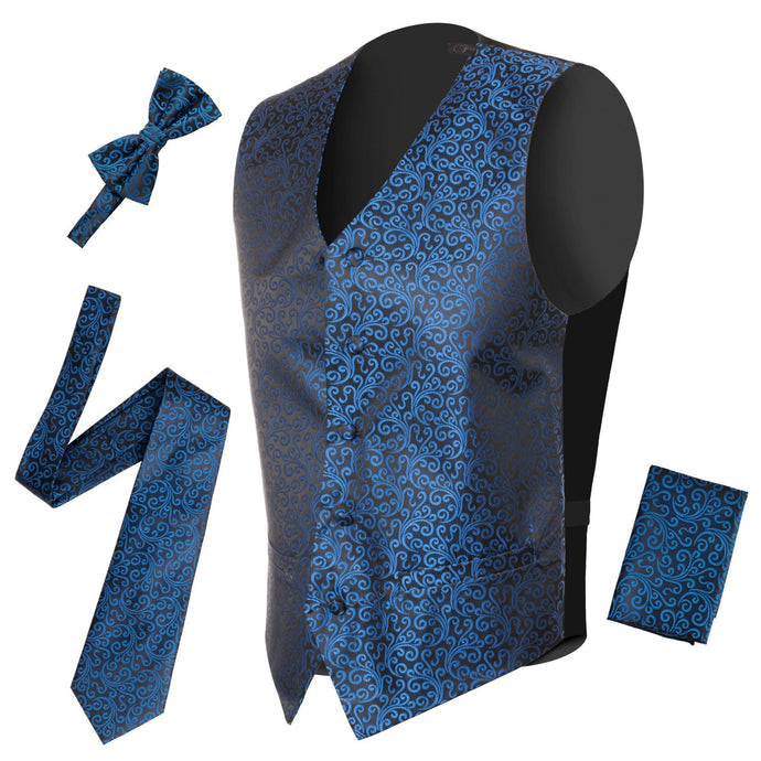 Ferrecci Mens PV50-3 Blue Black Vest Set - Ferrecci USA 