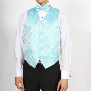 Ferrecci Mens PV50-5 Turquoise Cream Vest Set - Ferrecci USA 