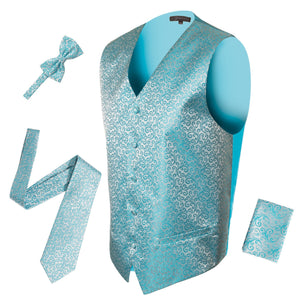 Ferrecci Mens PV50-6 Turquoise Vest Set - Ferrecci USA 