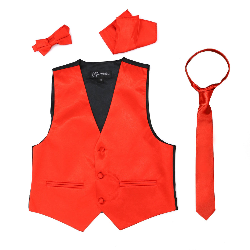 Premium Boys Red Solid Vest 600 - Ferrecci USA 