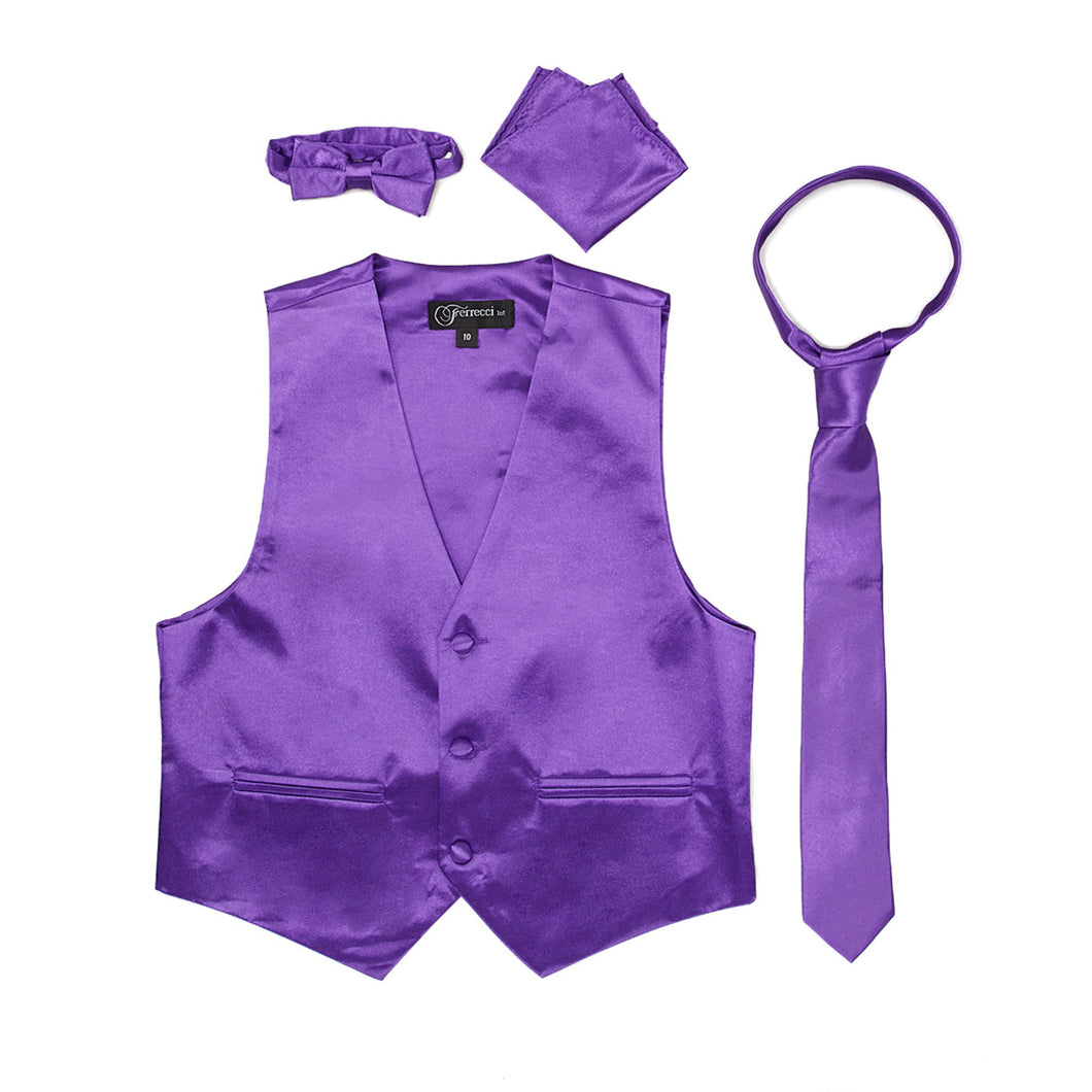 Premium Boys Purple Solid Vest 600 - Ferrecci USA 