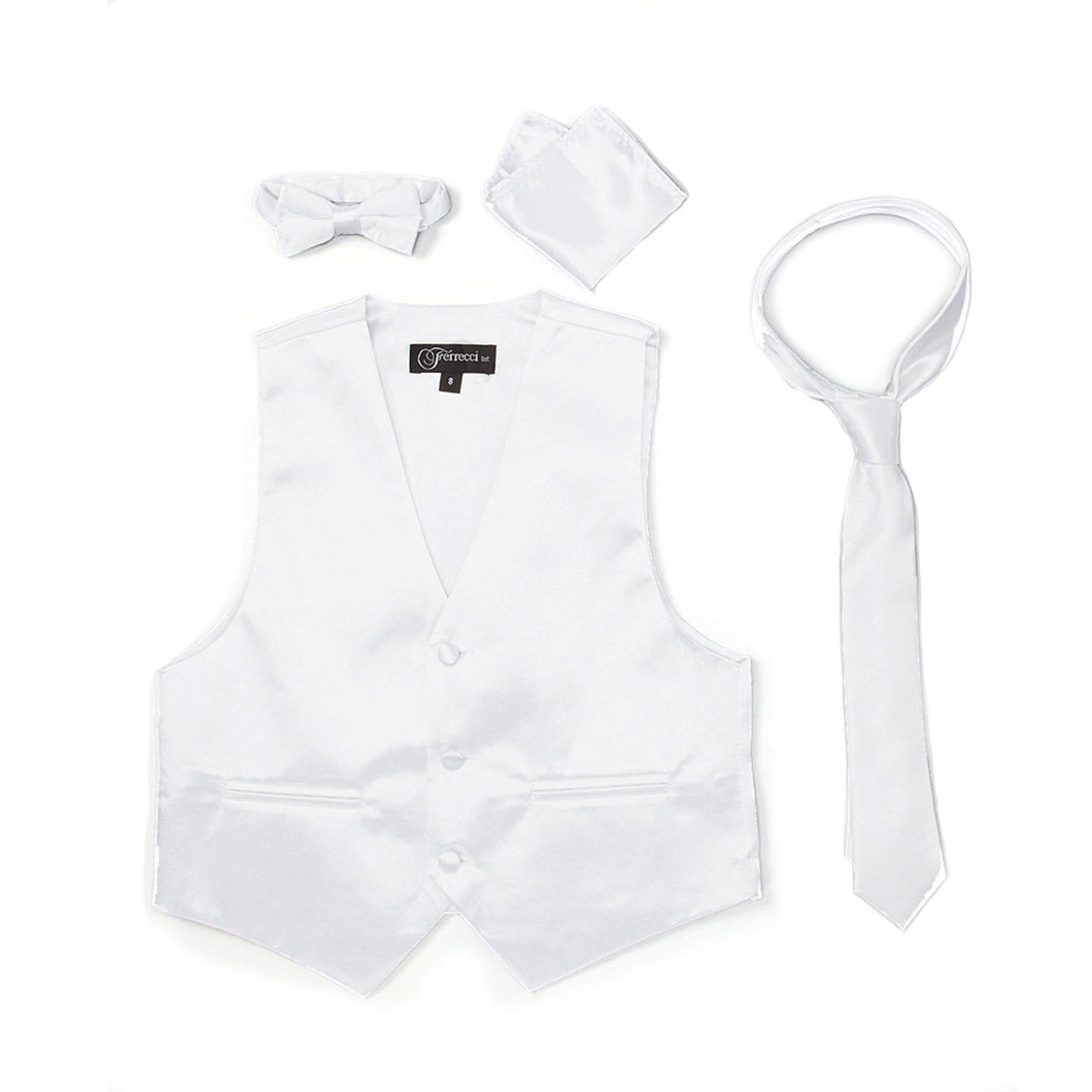 Premium Boys White Solid Vest 600 - Ferrecci USA 