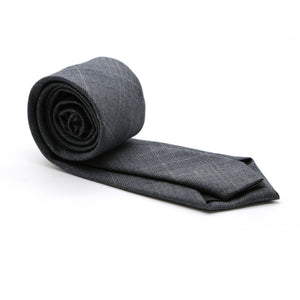 Slim Charcoal and Hint Of Tan Plaid Neckties & Handkerchief - Ferrecci USA 