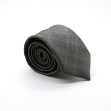 Load image into Gallery viewer, Slim Charcoal and Pink With Hint Of Sky Blue Plaid Neckties &amp; Handkerchief - Ferrecci USA 
