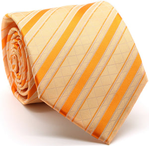 Mens Dads Classic Yellow Striped Pattern Business Casual Necktie & Hanky Set Q-1 - Ferrecci USA 