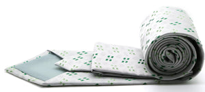 Mens Dads Classic Green Geometric Pattern Business Casual Necktie & Hanky Set QO-3 - Ferrecci USA 