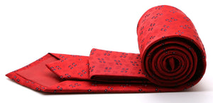 Mens Dads Classic Red Geometric Pattern Business Casual Necktie & Hanky Set QO-4 - Ferrecci USA 