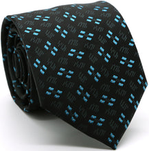 Load image into Gallery viewer, Mens Dads Classic Turquoise Geometric Pattern Business Casual Necktie &amp; Hanky Set QO-6 - Ferrecci USA 
