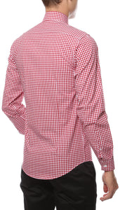 Red Gingham Check Slim Fit Shirt - Ferrecci USA 