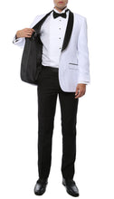 Load image into Gallery viewer, Ferrecci Slim White &amp; Black Satin Shawl Collar Tuxedo Jacket With Black Pants - Ferrecci USA 
