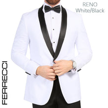 Load image into Gallery viewer, Ferrecci Slim White &amp; Black Satin Shawl Collar Tuxedo Jacket With Black Pants - Ferrecci USA 
