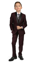 Load image into Gallery viewer, Boys Reno JR 5pc Burgundy Shawl Tuxedo Set - Ferrecci USA 
