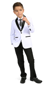 Boys Reno JR 5pc White/Black Shawl Tuxedo Set - Ferrecci USA 