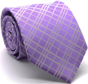 Mens Dads Classic Purple Striped Pattern Business Casual Necktie & Hanky Set RO-1 - Ferrecci USA 